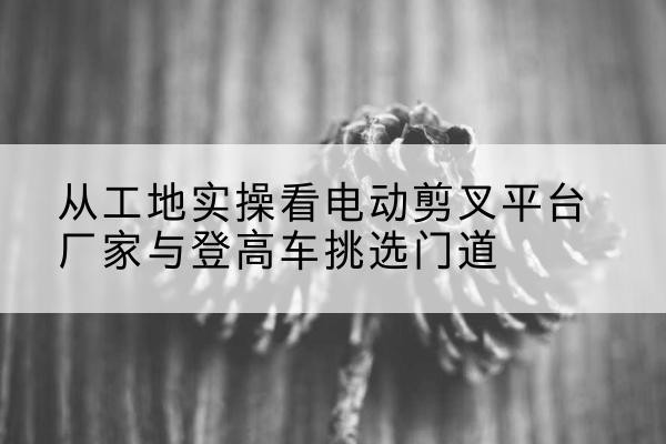 盐亭电动剪叉升降平台厂家-从工地实操看电动剪叉平台厂家与登高车挑选门道